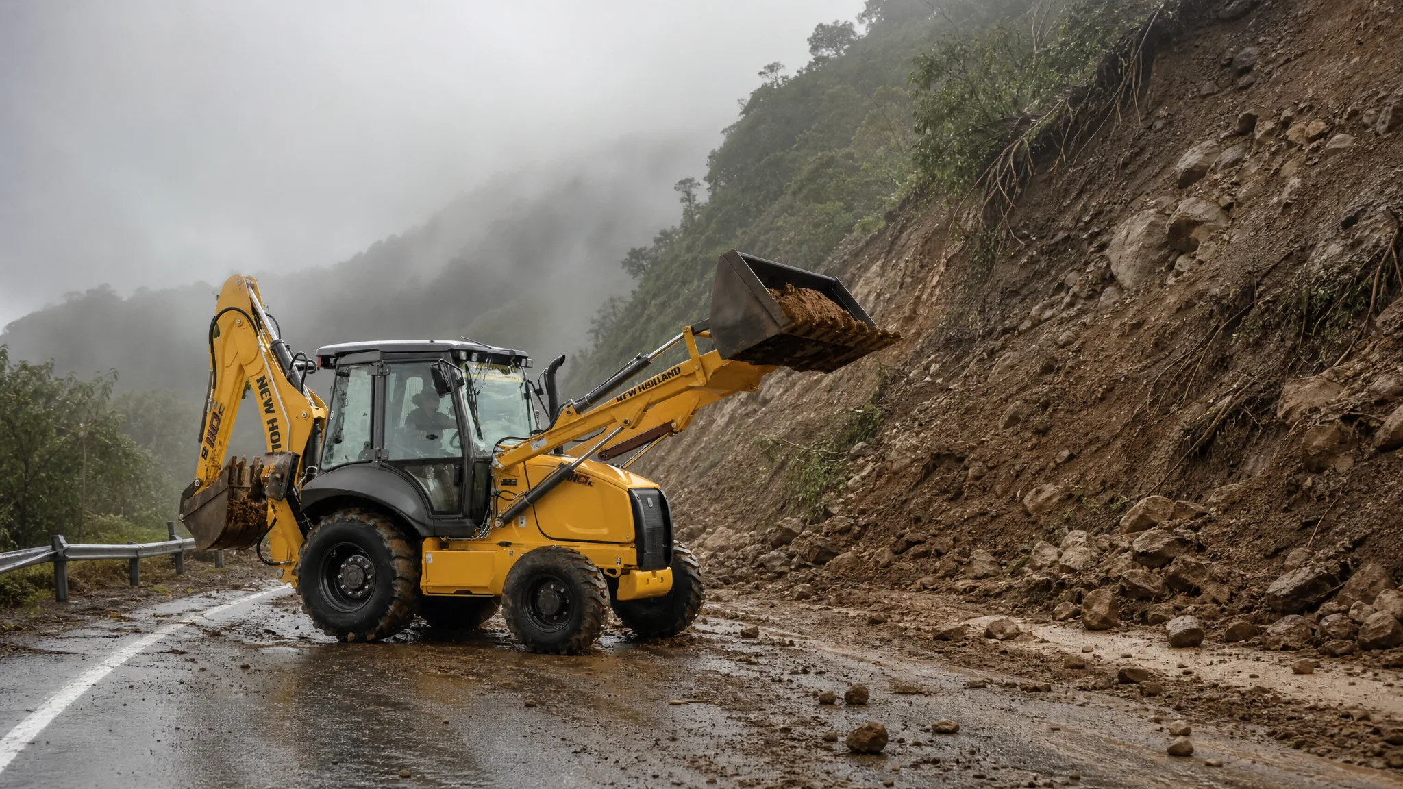 Retroexcavadora New Holland B110C Italia — Mantenimiento vial