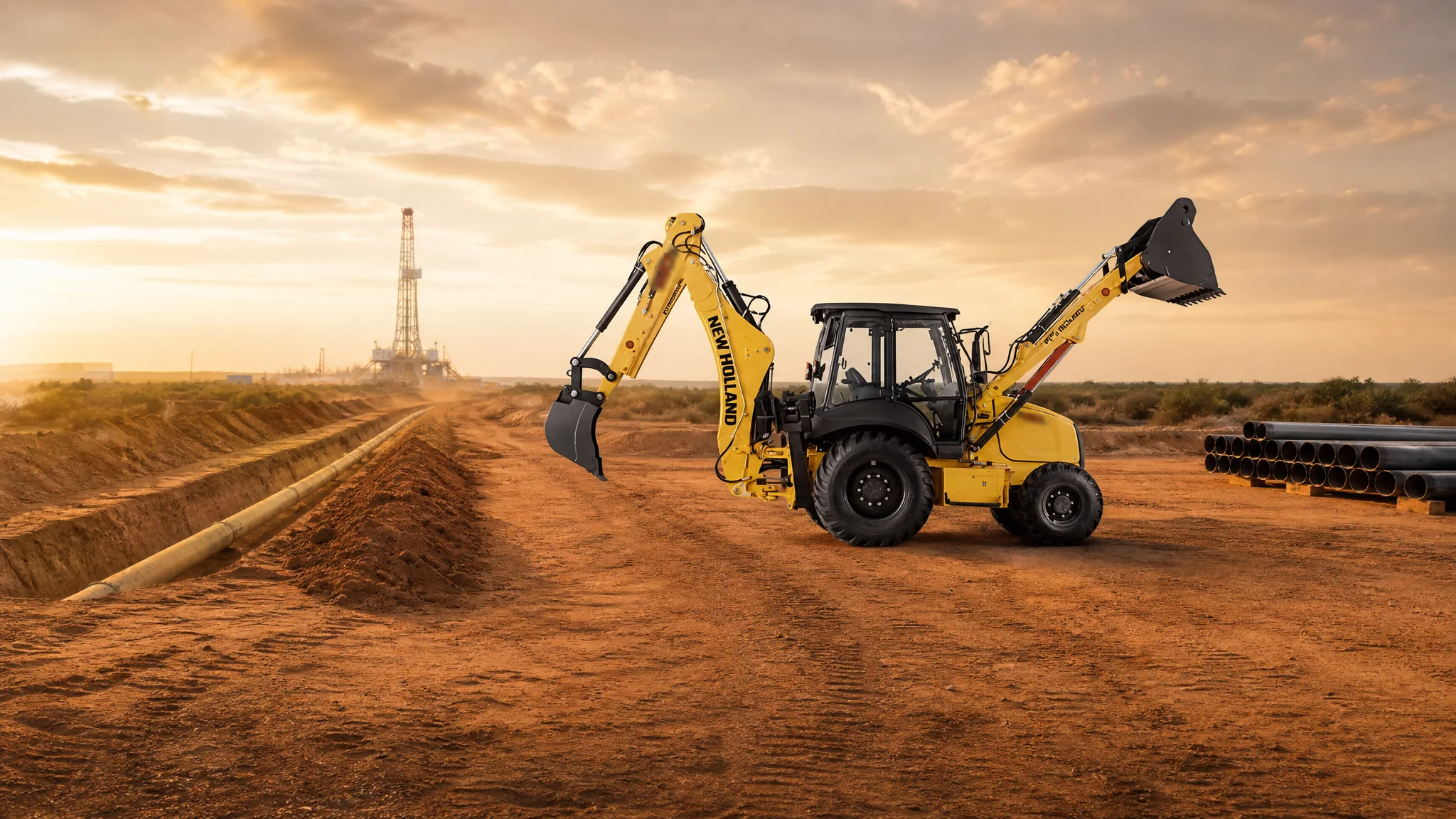 Retroexcavadora New Holland B115C — Petróleo y gas