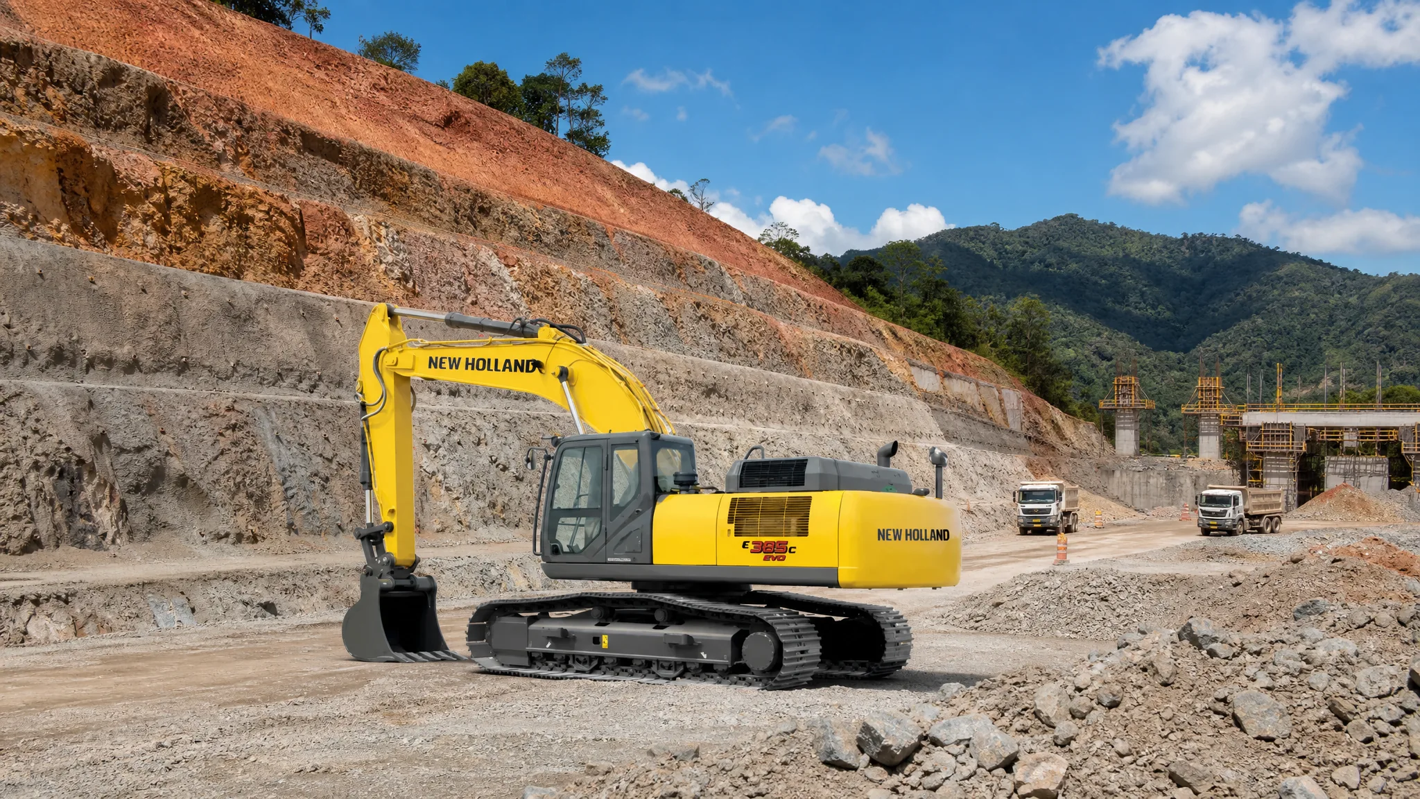 Excavadora hidráulica New Holland E385C EVO — Obra civil e infraestructura pesada