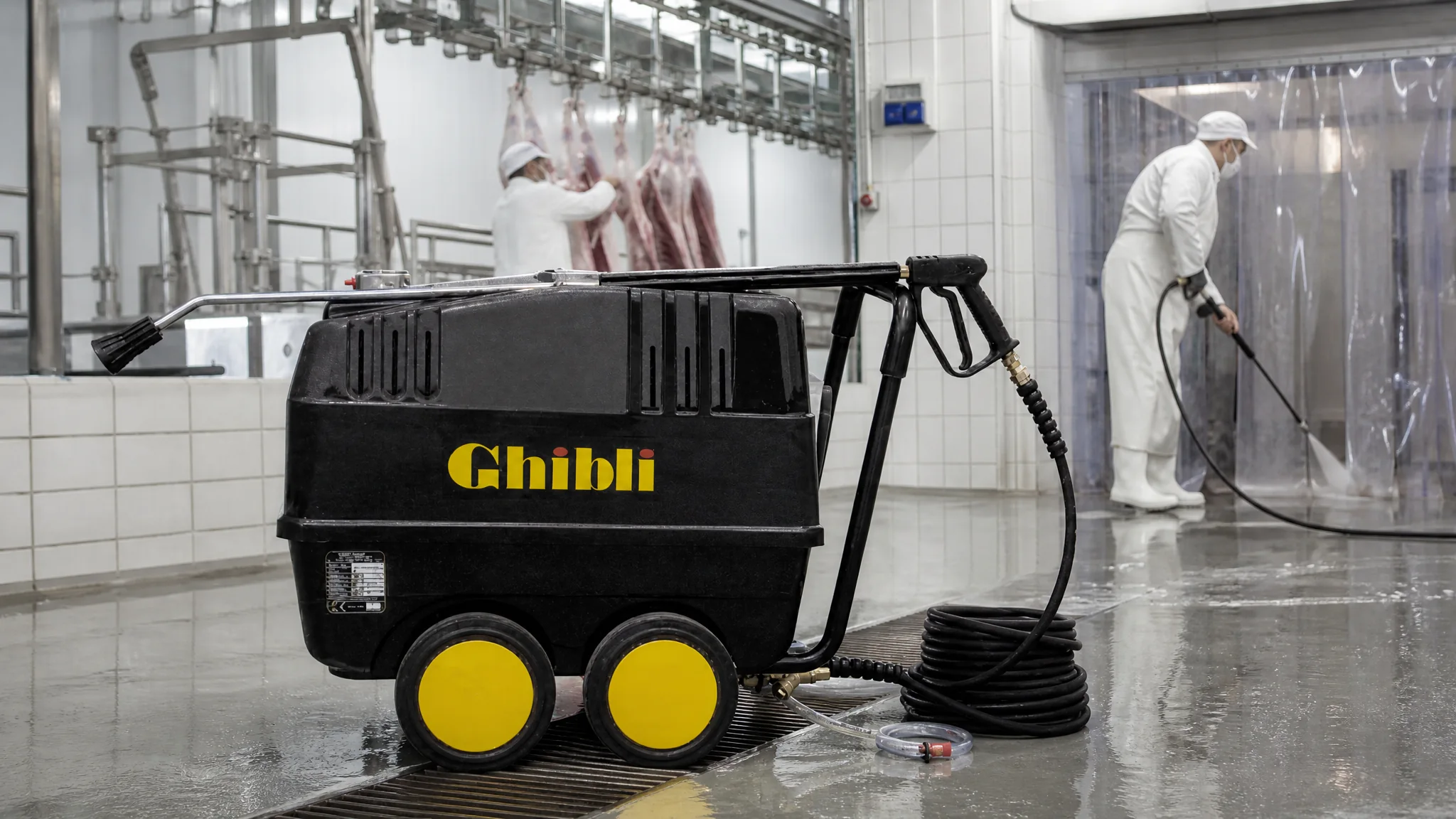 Hidrolimpiadora de agua caliente GHIBLI BIG SUPER 180/12 — Mataderos y plantas de proceso