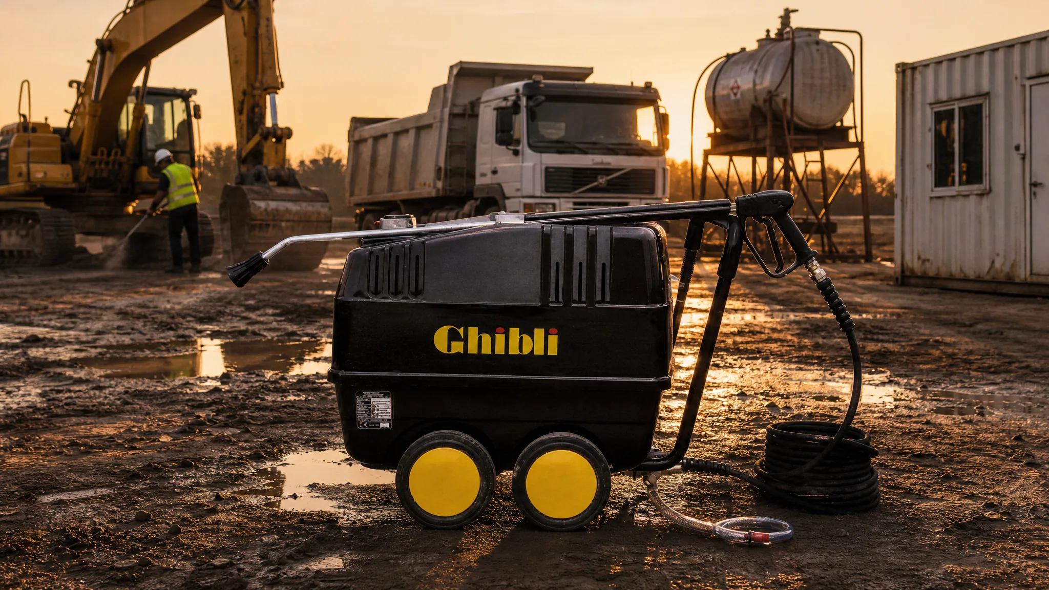 Hidrolimpiadora de agua caliente GHIBLI BIG SUPER 180/12 — Maquinaria de construcción