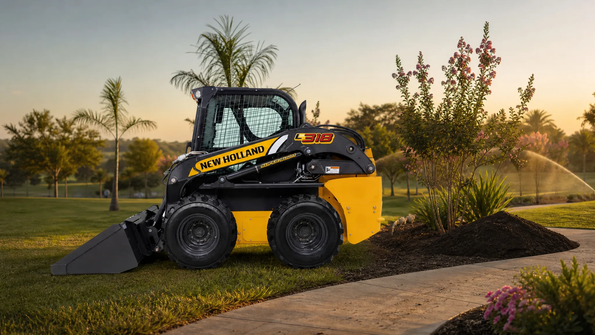 Minicargadora New Holland L318 — Paisajismo y áreas verdes