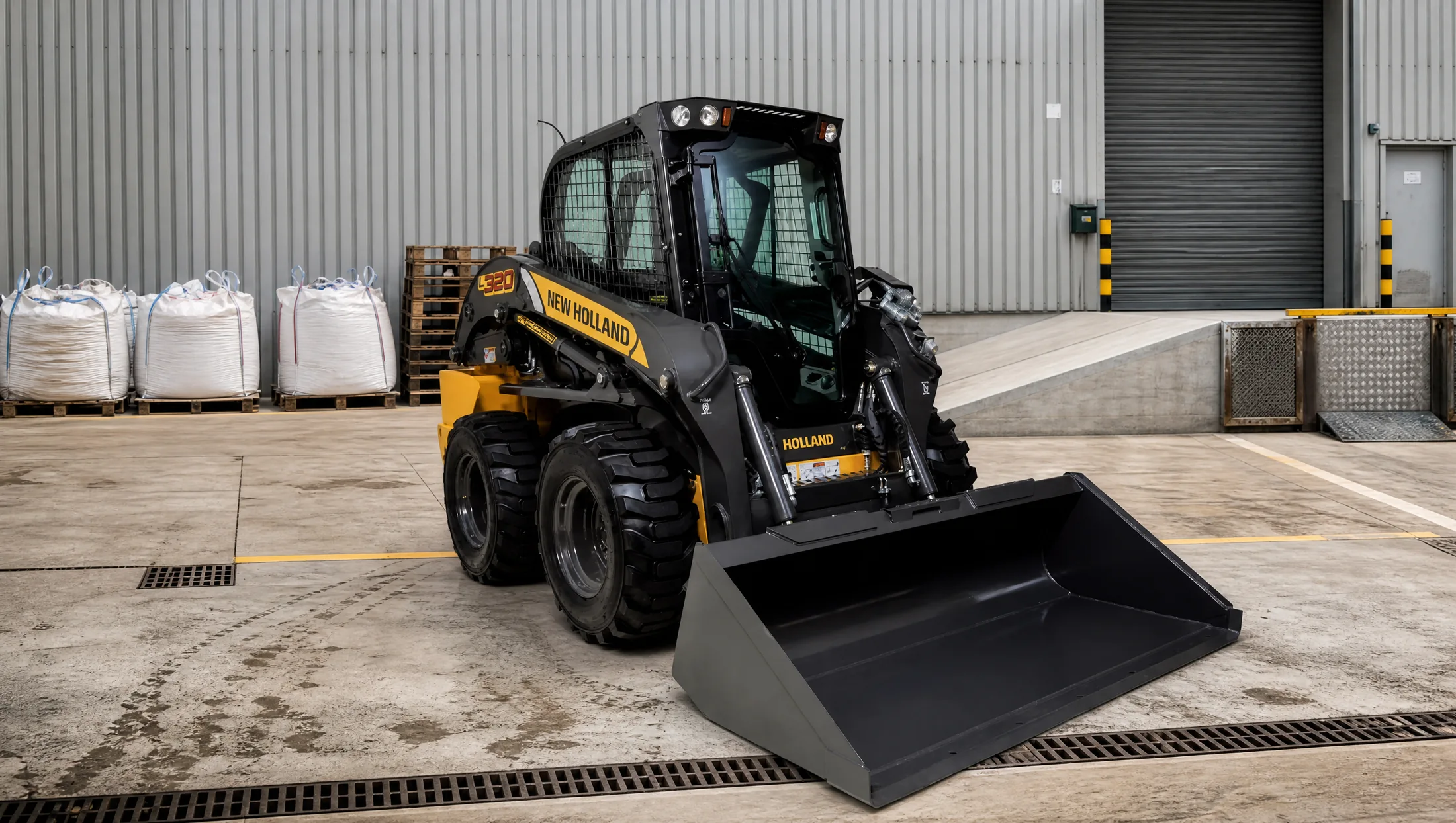 Minicargadora New Holland L320 — Industria y patios de almacén
