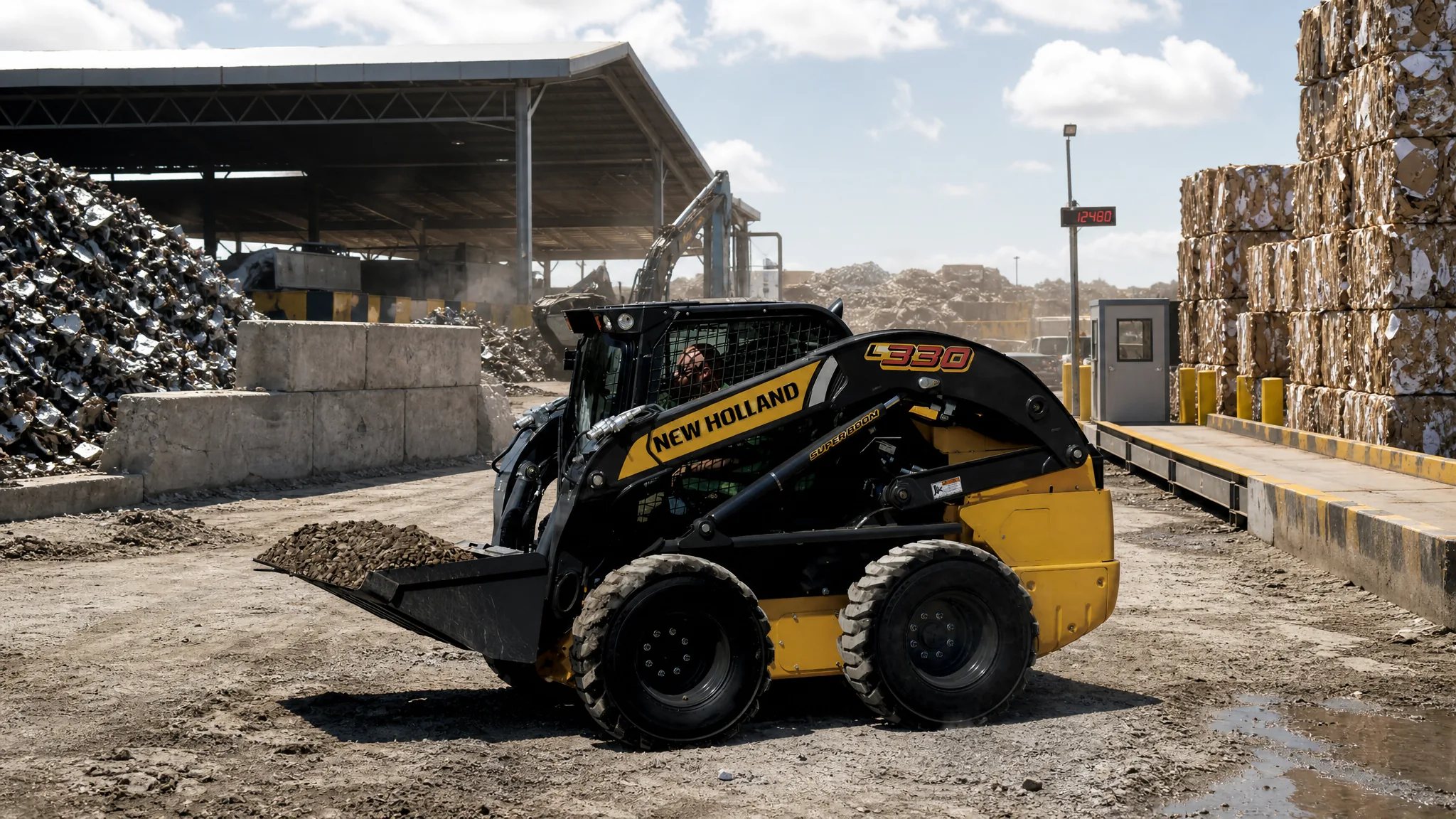 Minicargadora New Holland L330 — Industria, patios y reciclaje