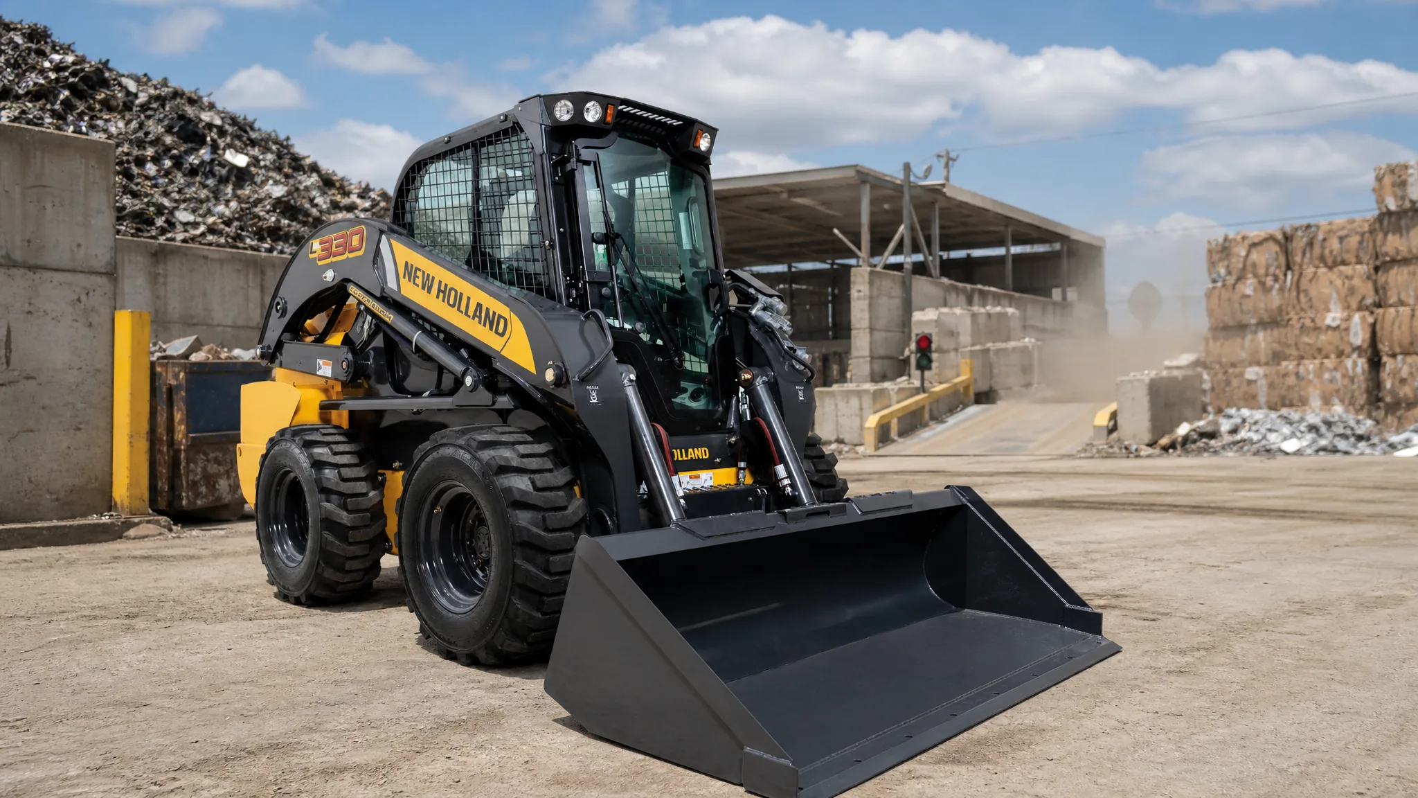 Minicargadora New Holland L330 — Industria, patios y reciclaje
