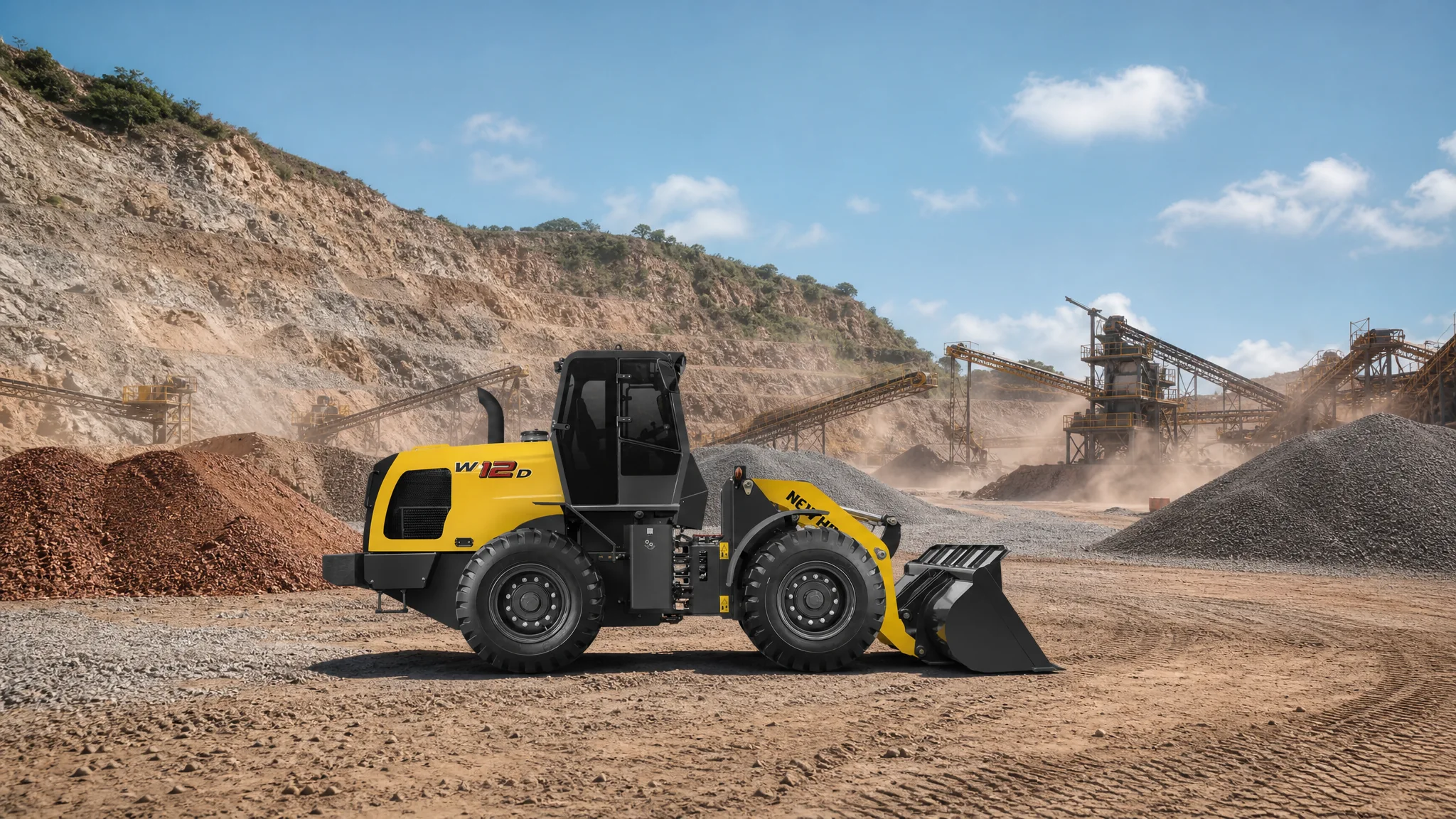 Cargadora frontal New Holland W12D — Canteras y agregados