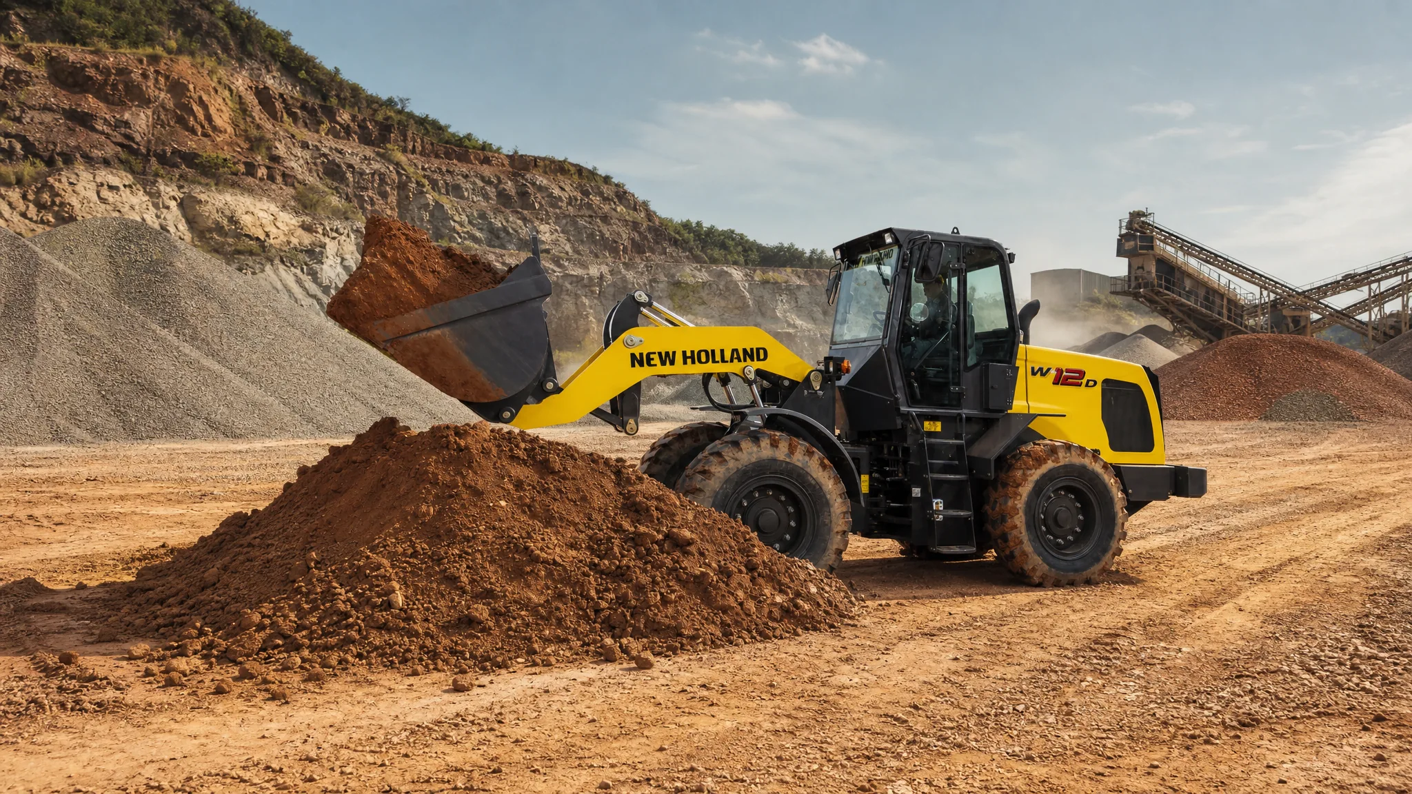 Cargadora frontal New Holland W12D — Canteras y agregados