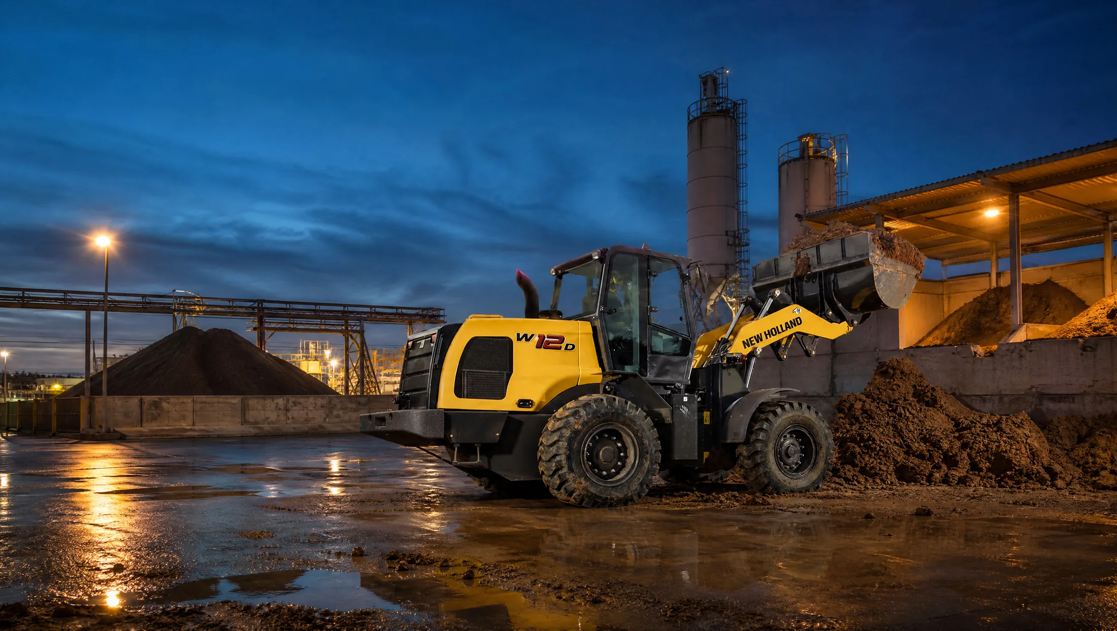 Cargadora frontal New Holland W12D — Industria y patios