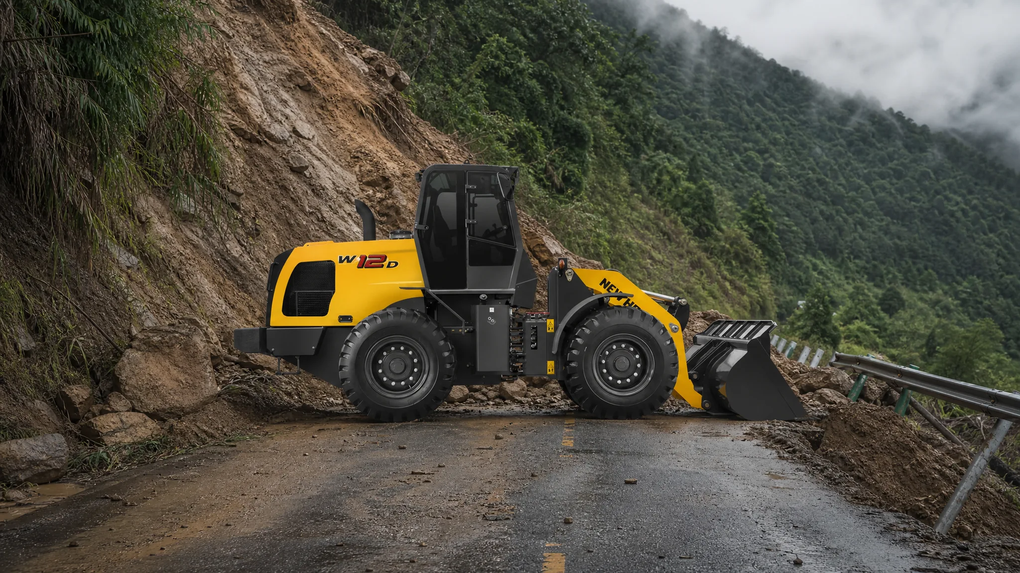 Cargadora frontal New Holland W12D — Mantenimiento vial