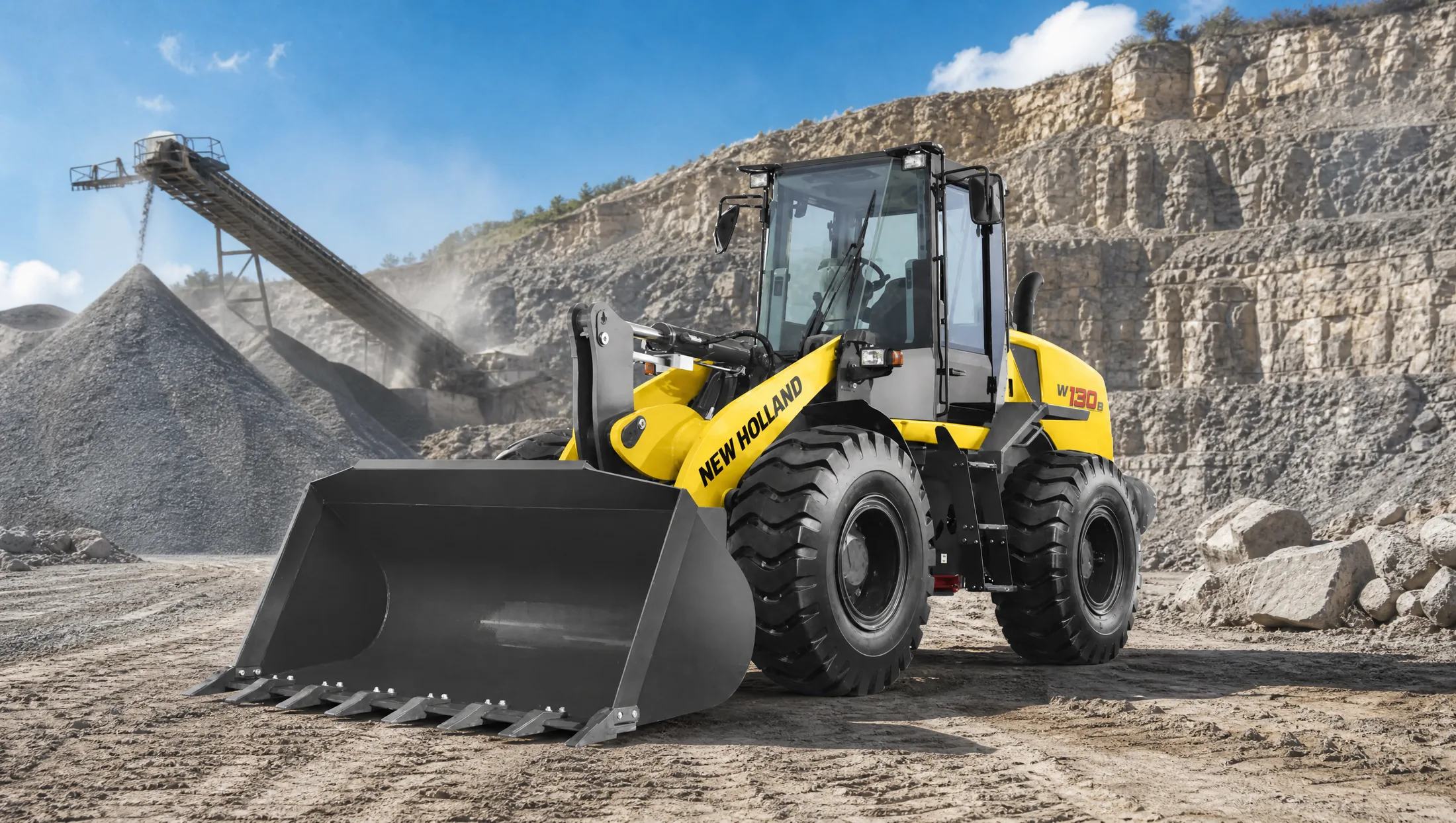 Cargadora frontal New Holland W130B — Canteras y agregados