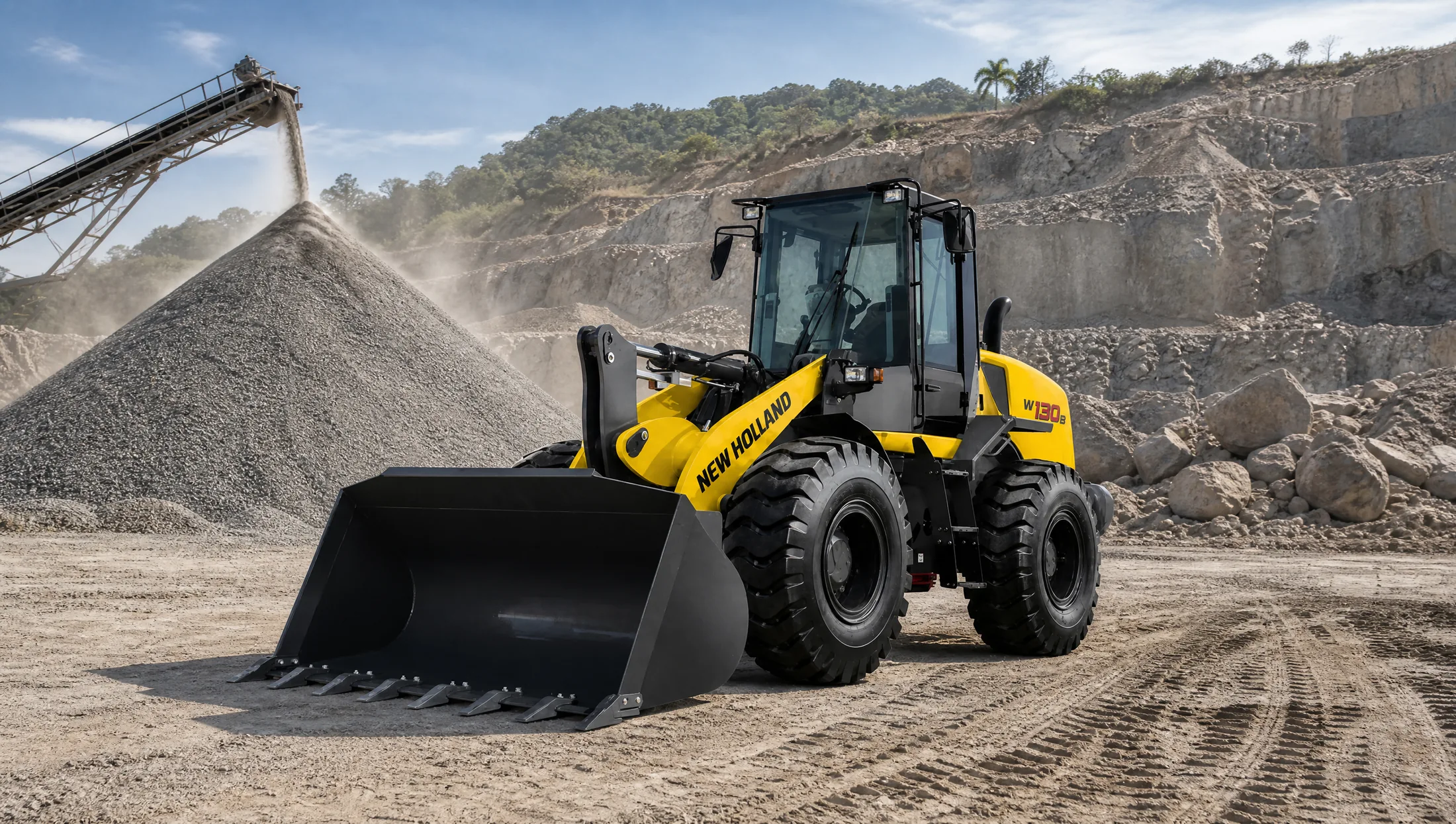 Cargadora frontal New Holland W130B — Canteras y agregados