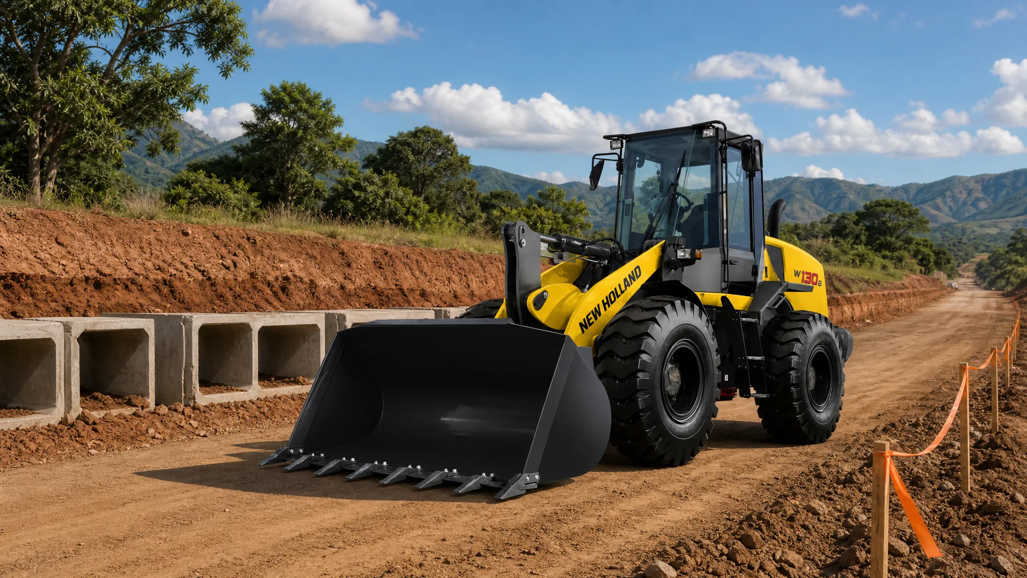 Cargadora frontal New Holland W130B — Obra civil e infraestructura