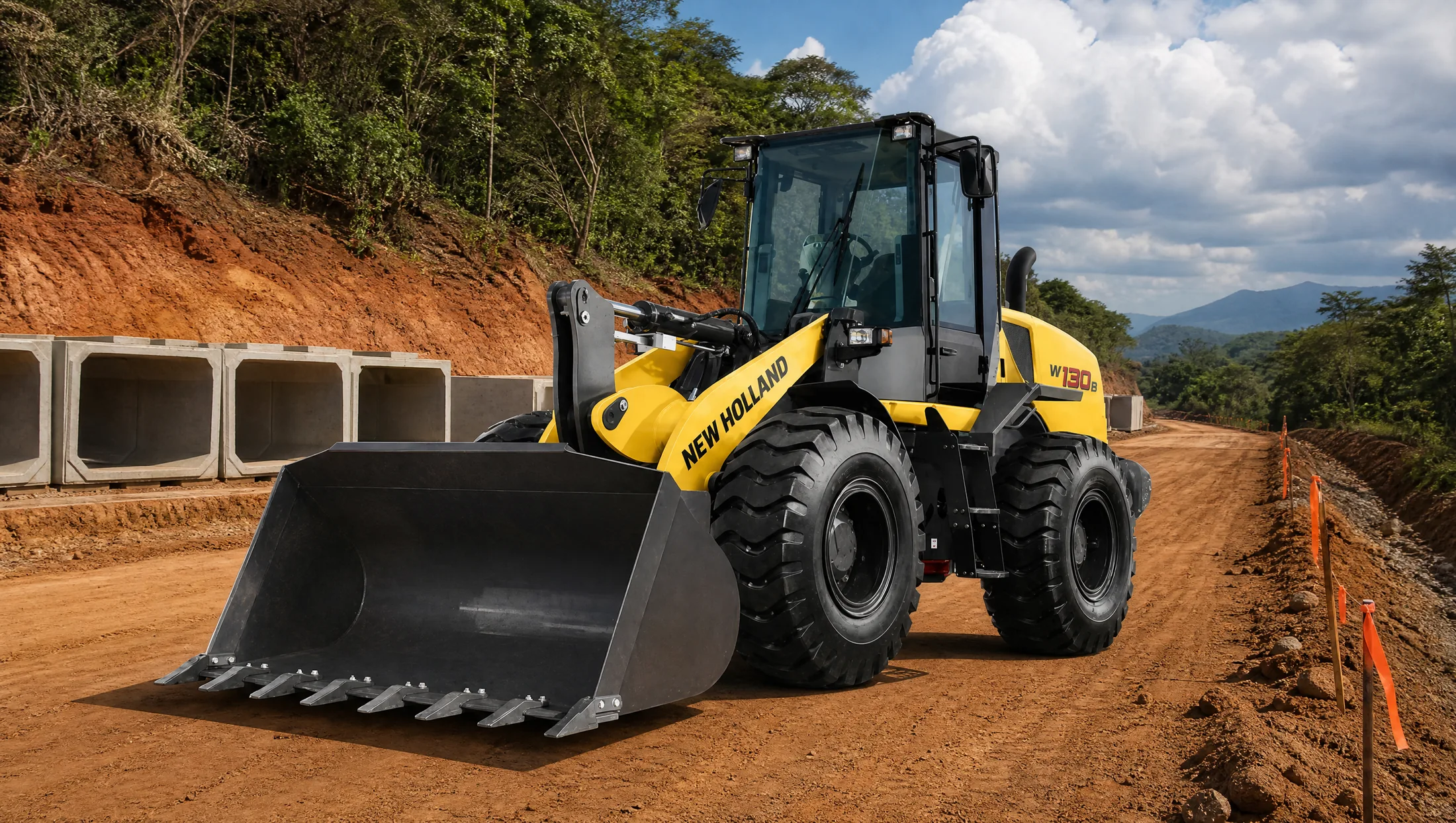 Cargadora frontal New Holland W130B — Obra civil e infraestructura