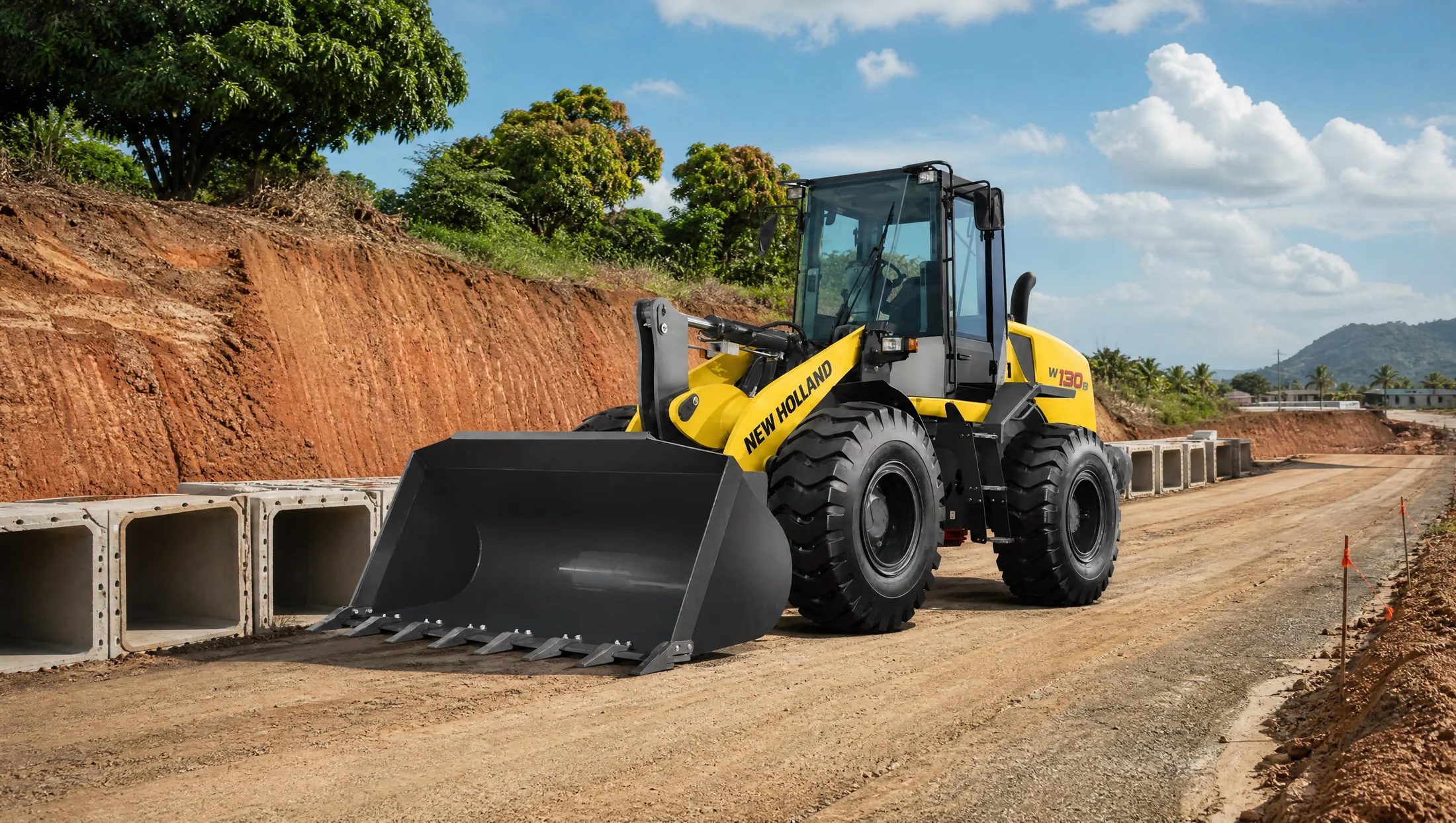 Cargadora frontal New Holland W130B — Obra civil e infraestructura