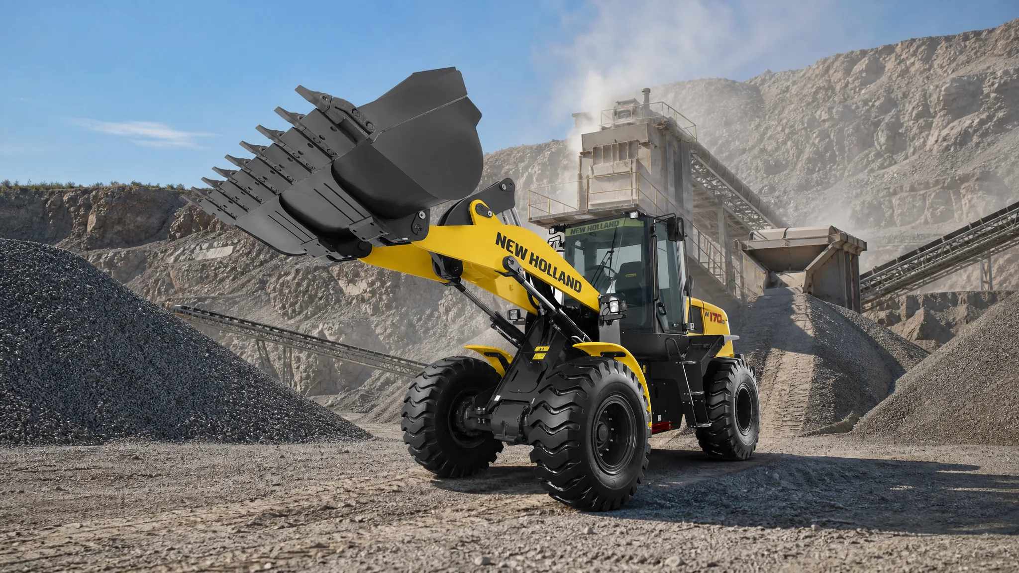 Cargadora frontal New Holland W170B — Canteras y agregados