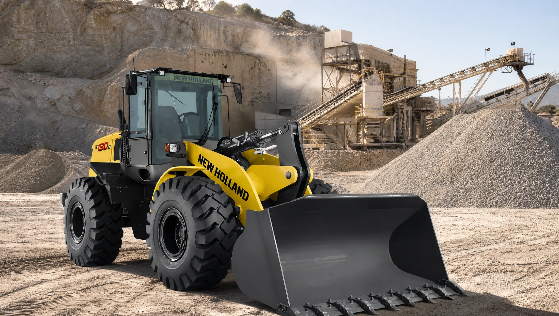 Cargadora frontal New Holland W190B — Canteras y agregados