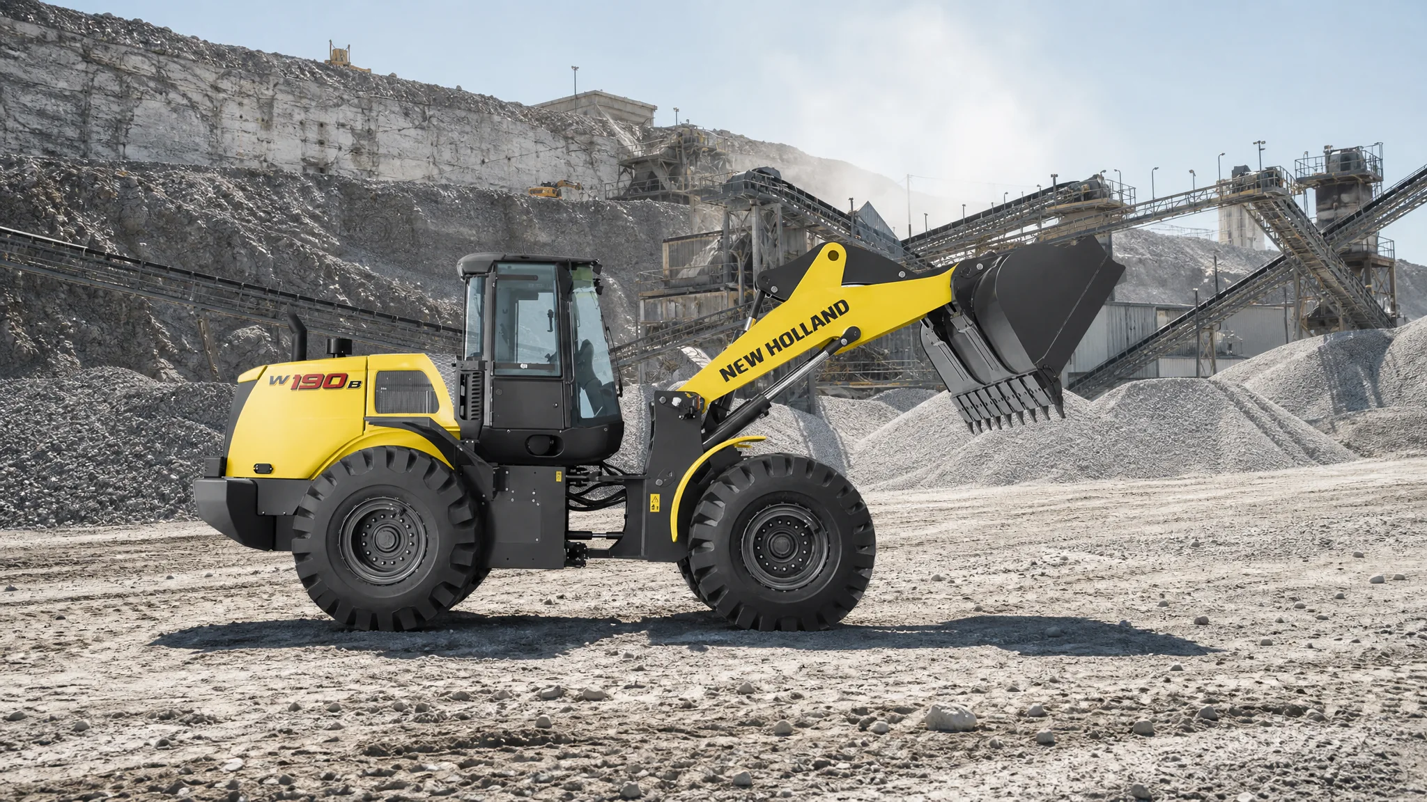 Cargadora frontal New Holland W190B — Canteras y agregados