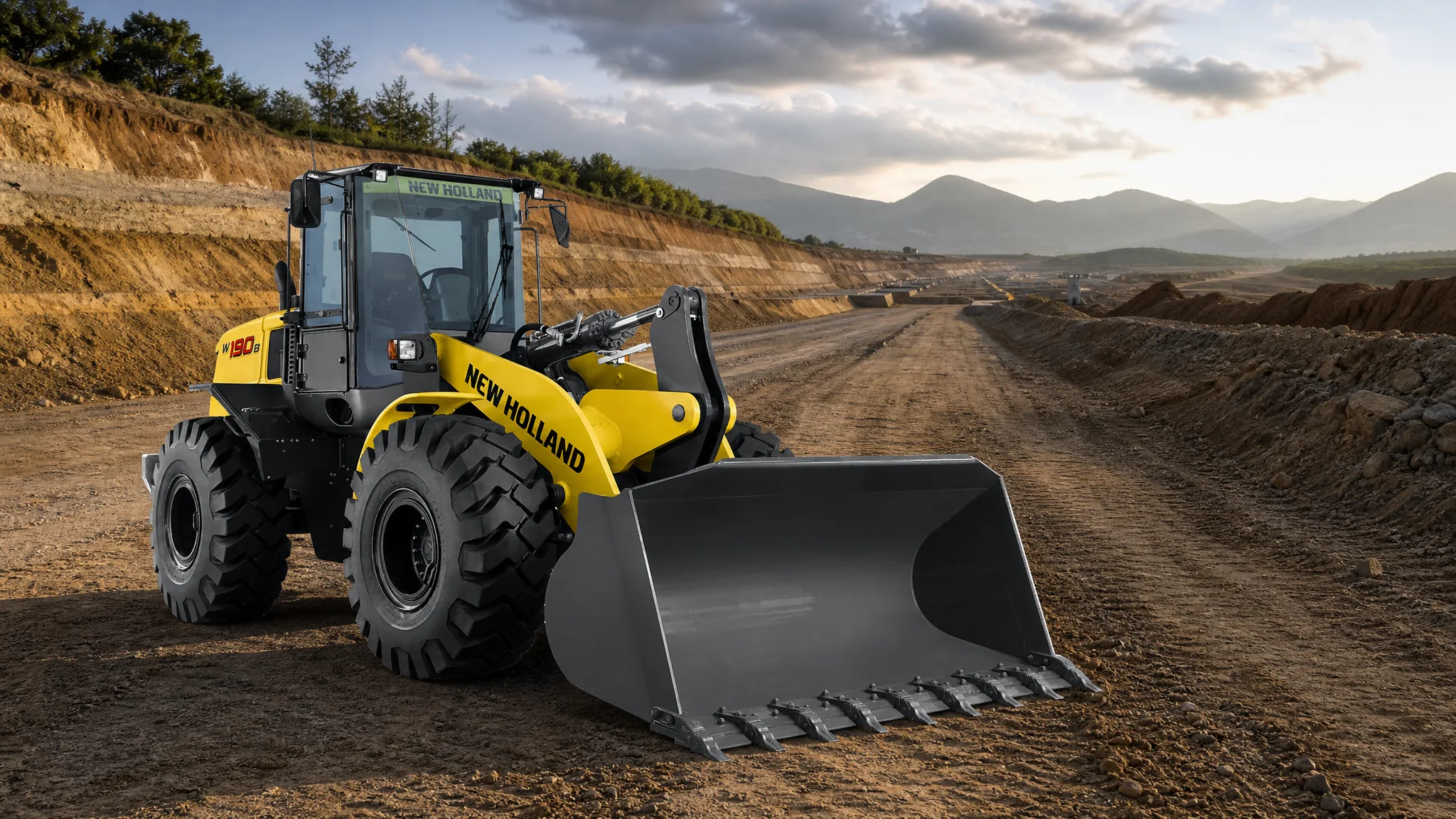 Cargadora frontal New Holland W190B — Obra civil e infraestructura