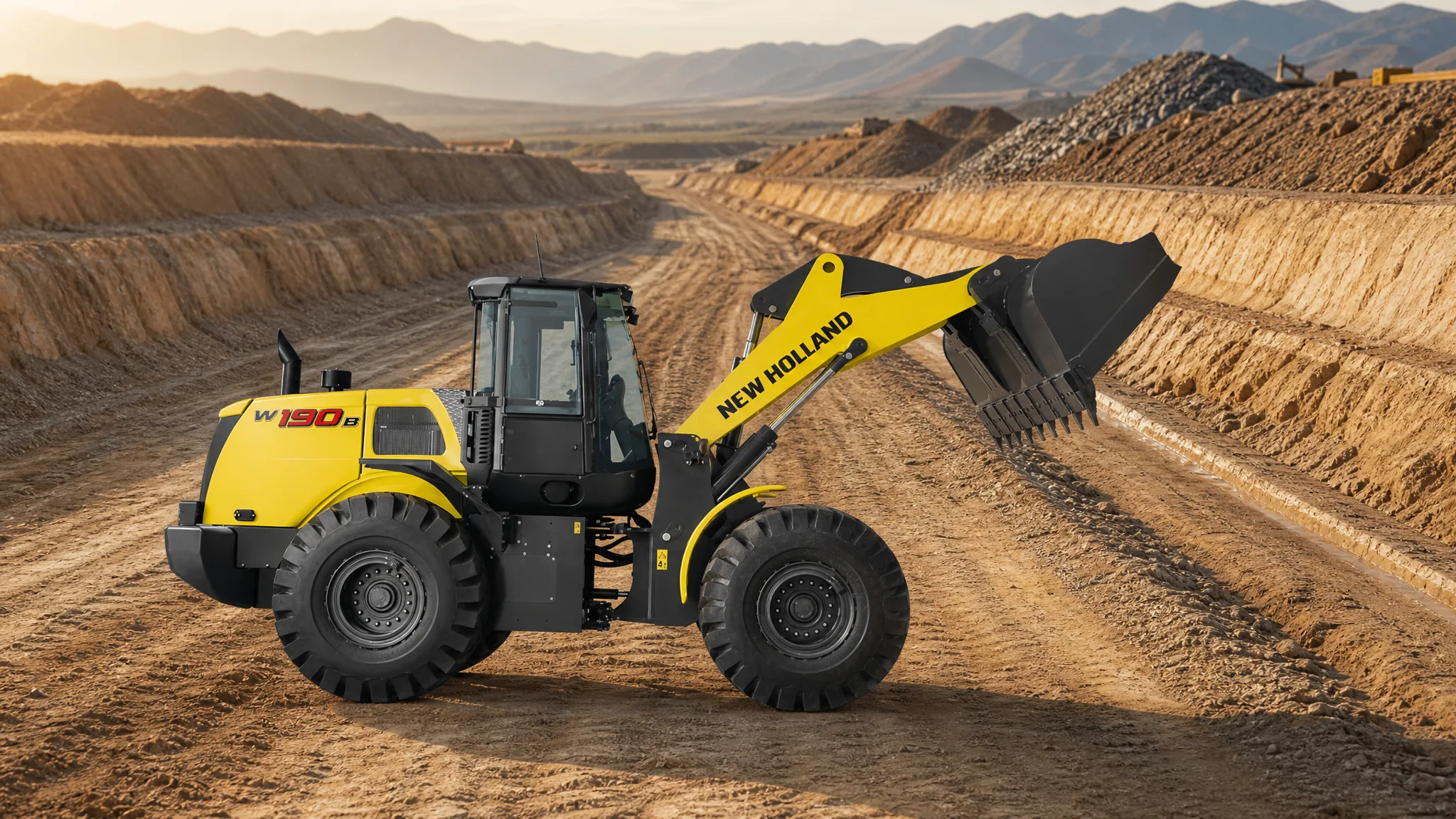Cargadora frontal New Holland W190B — Obra civil e infraestructura
